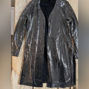 Jules & Leopold Black/Silver Sequin Cardigan/Duster.